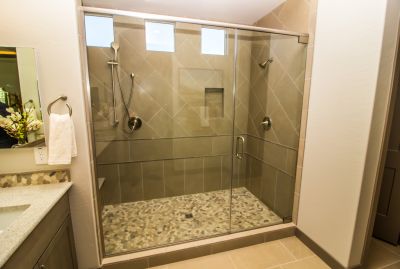 Natural Stone Accents in Shower